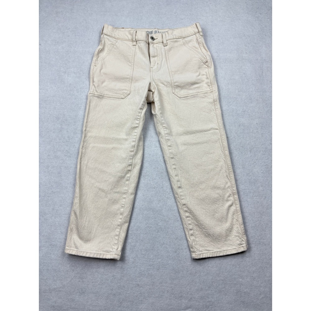 Eddie Bauer Voyager Utility Pants Womens P8 Cream Ecru Mid Rise Relaxed Stretch